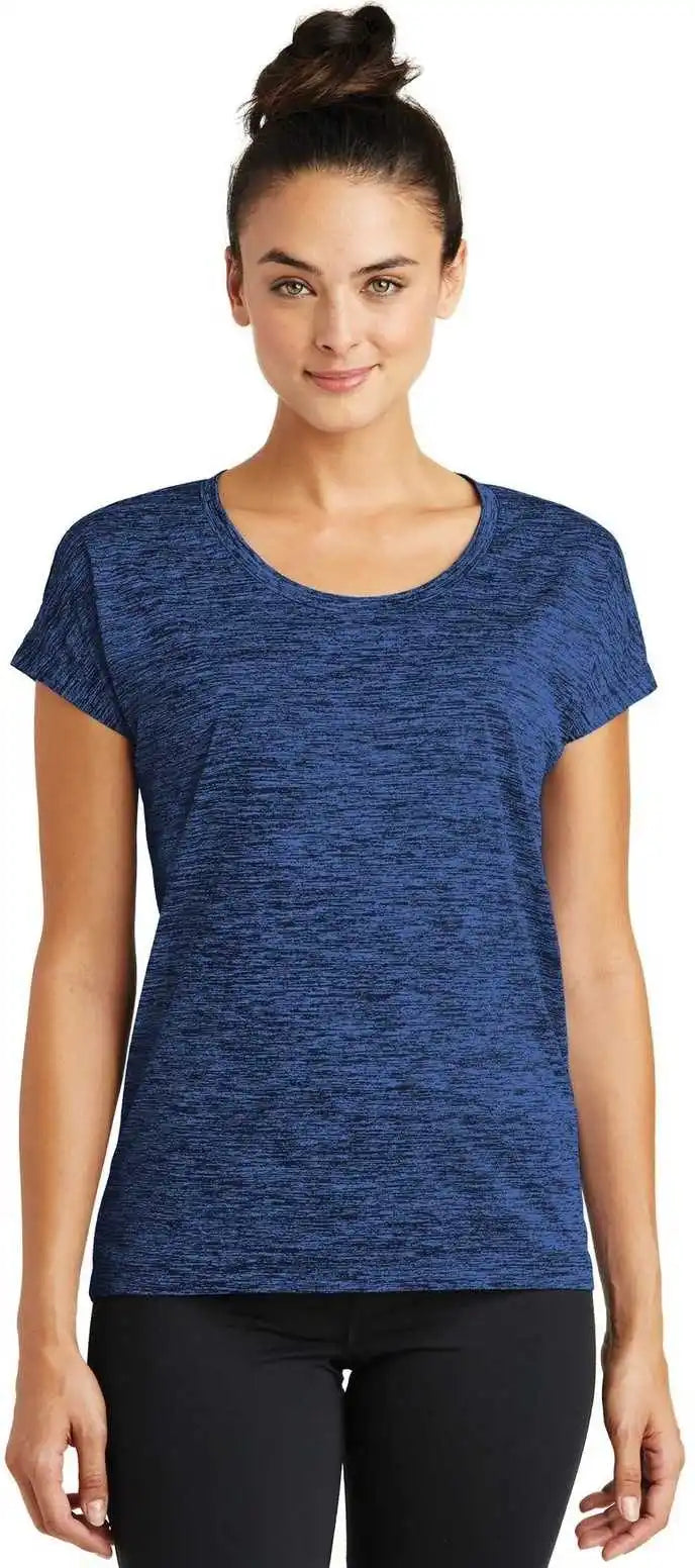 Sport-tek Lst390 Ladies Posicharge Electric Heather Sporty Tee - Dark Royal-black