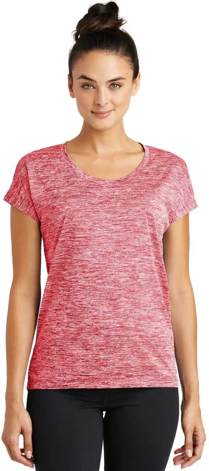 Sport-tek Lst390 Ladies Posicharge Electric Heather Sporty Tee - Deep Red