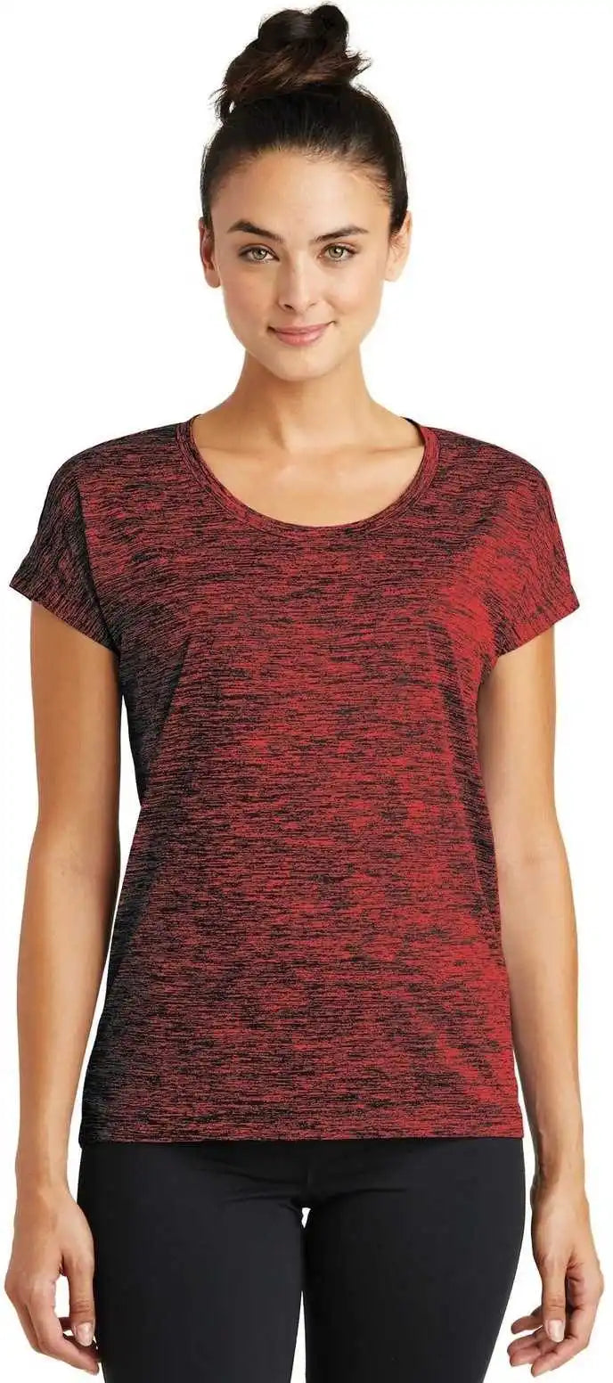 Sport-tek Lst390 Ladies Posicharge Electric Heather Sporty Tee - Deep Red-black