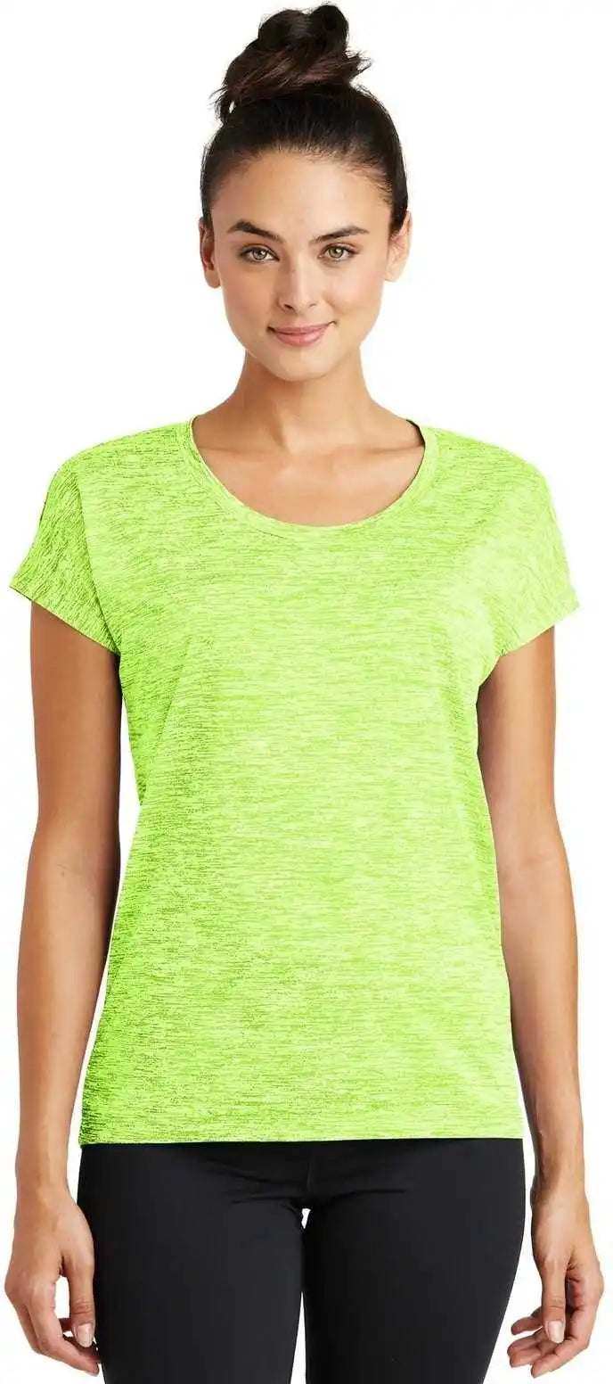 Sport-tek Lst390 Ladies Posicharge Electric Heather Sporty Tee - Lime Shock