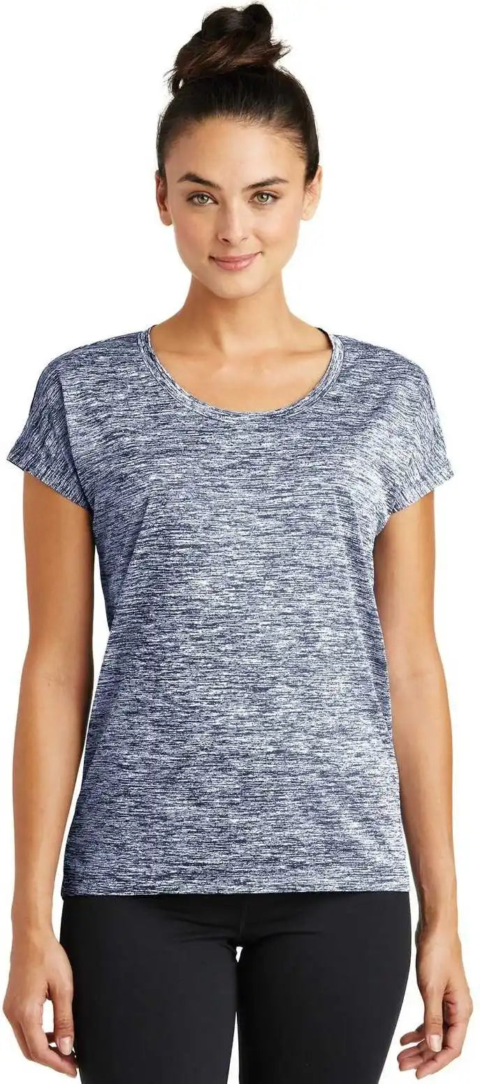 Sport-tek Lst390 Ladies Posicharge Electric Heather Sporty Tee - True Navy