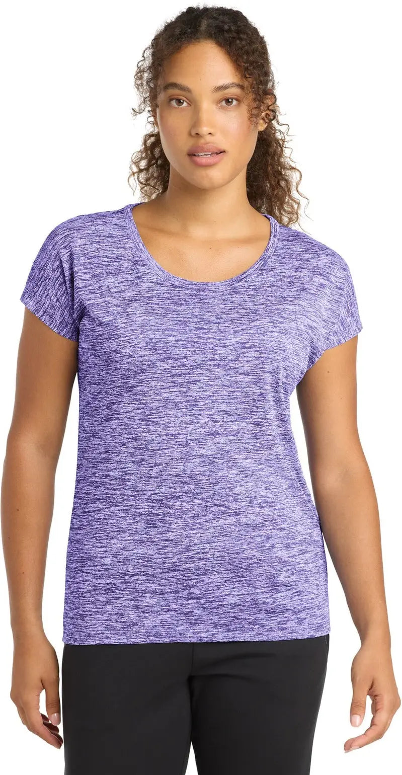 Sport-tek Lst390 Women’s Posicharge Electric Heather Sporty Tee - Purple - Ladies Xs