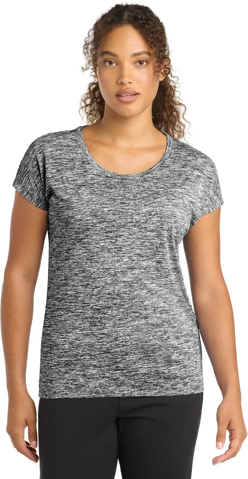 Sport-tek Lst390 Women’s Posicharge Electric Heather Sporty Tee - Black - Ladies Xs