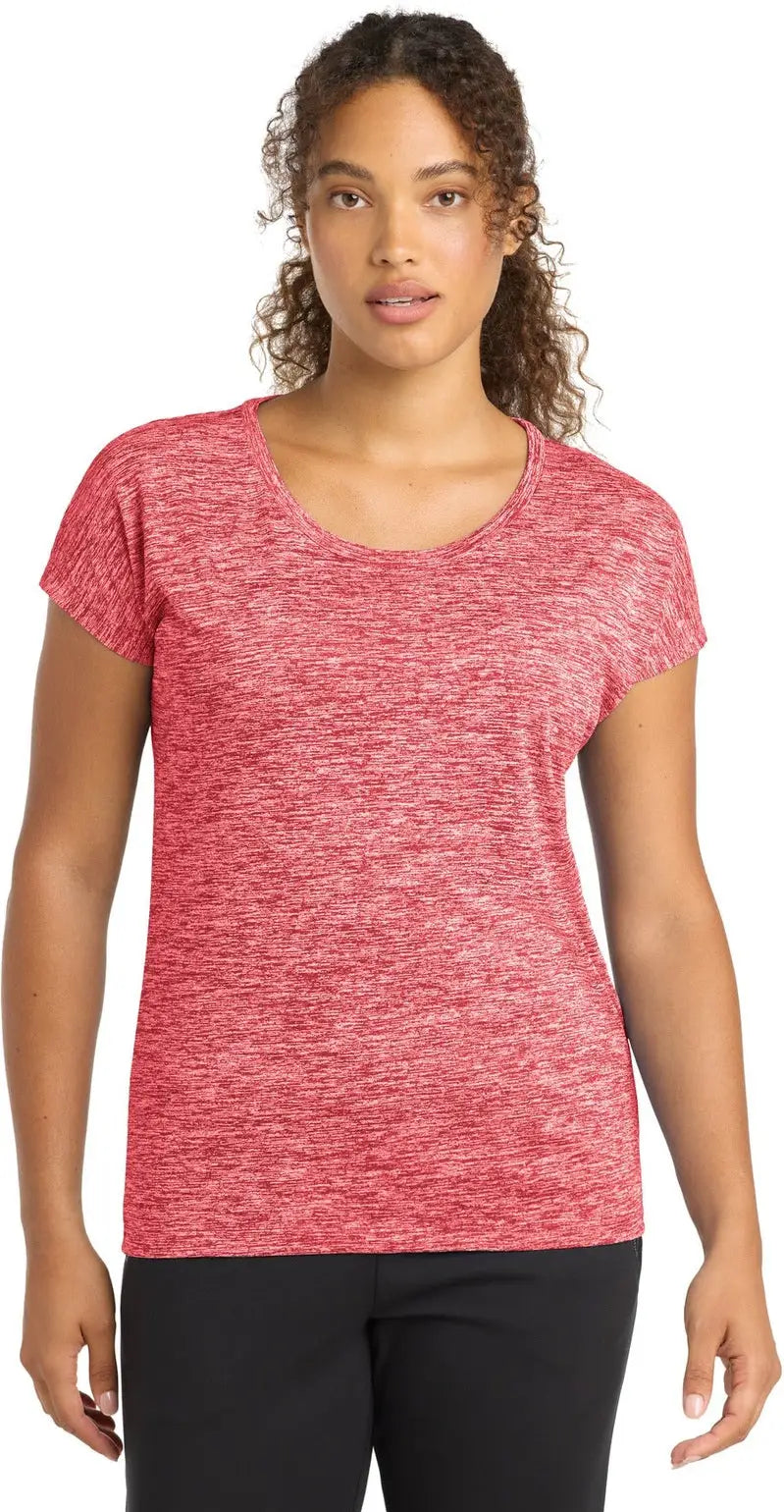 Sport-tek Lst390 Women’s Posicharge Electric Heather Sporty Tee - Deep Red - Ladies Xs