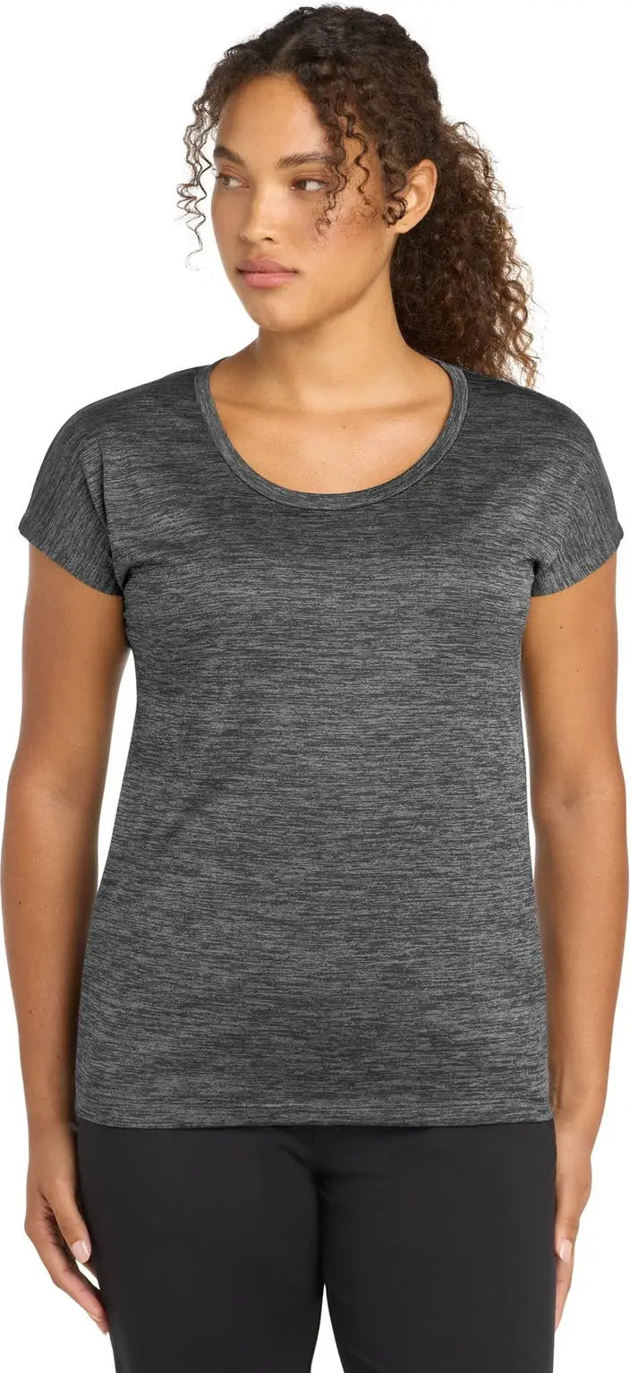 Sport-tek Lst390 Women’s Posicharge Electric Heather Sporty Tee - Gray-black - Ladies Xs