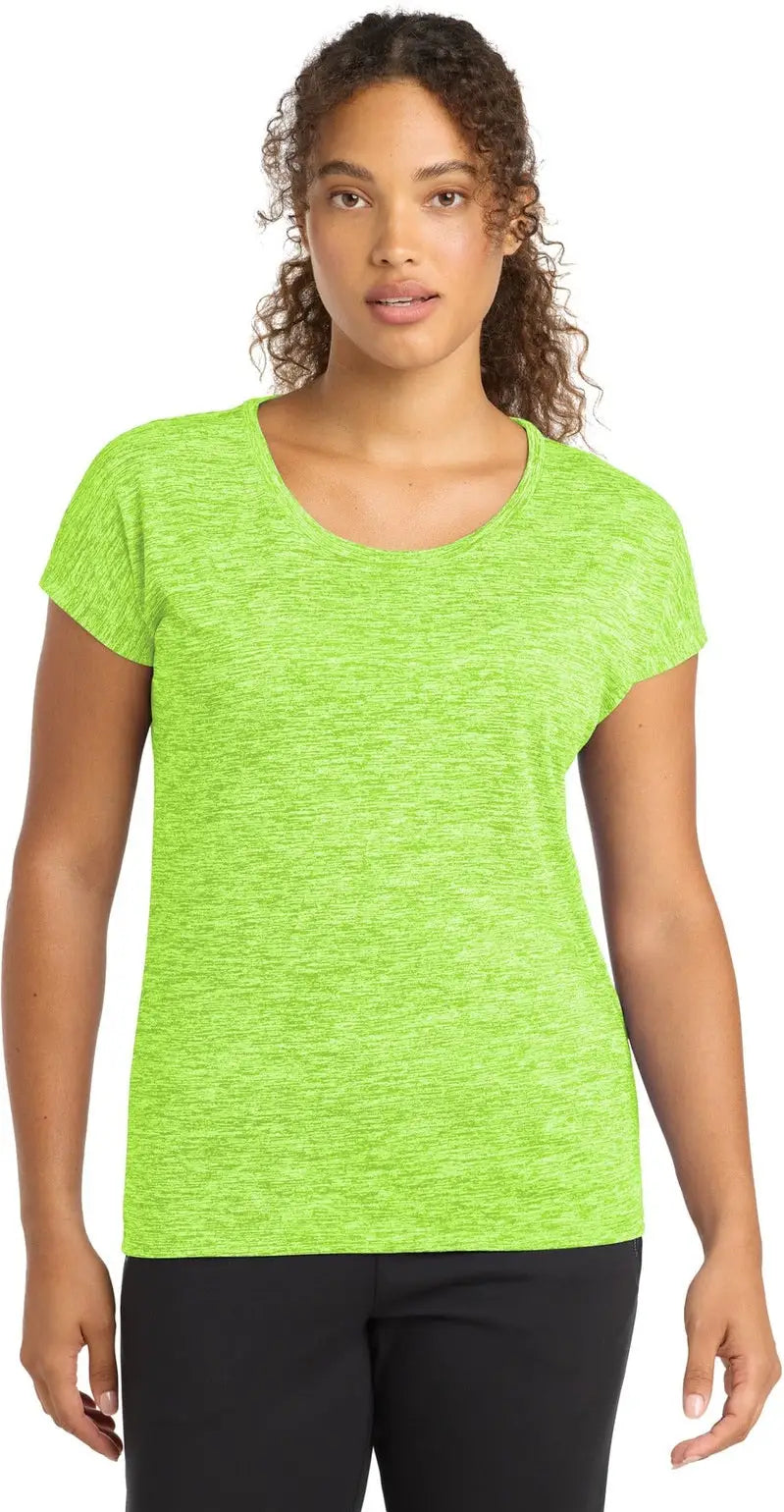 Sport-tek Lst390 Women’s Posicharge Electric Heather Sporty Tee - Lime Shock - Ladies Xs