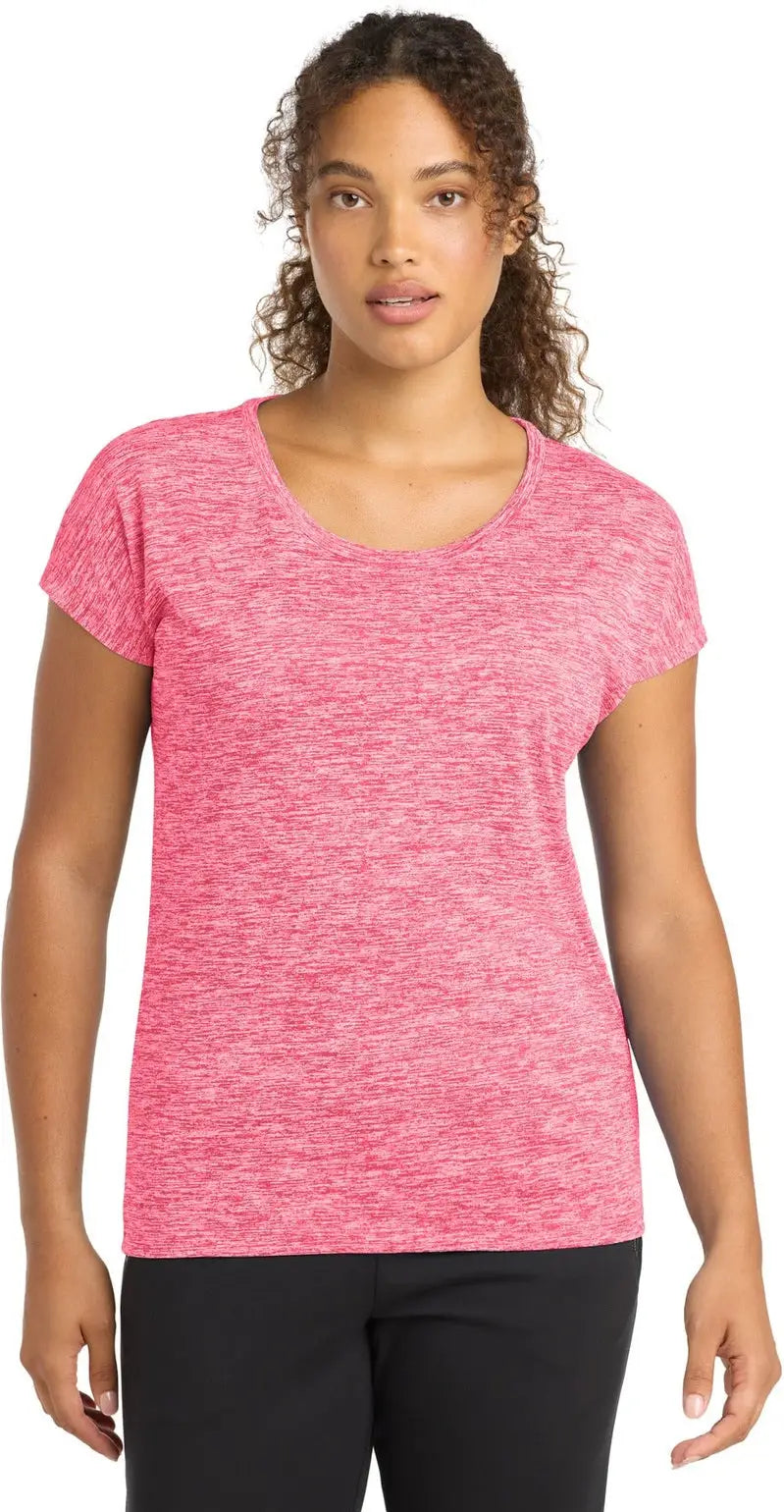 Sport-tek Lst390 Women’s Posicharge Electric Heather Sporty Tee - Power Pink - Ladies Xs