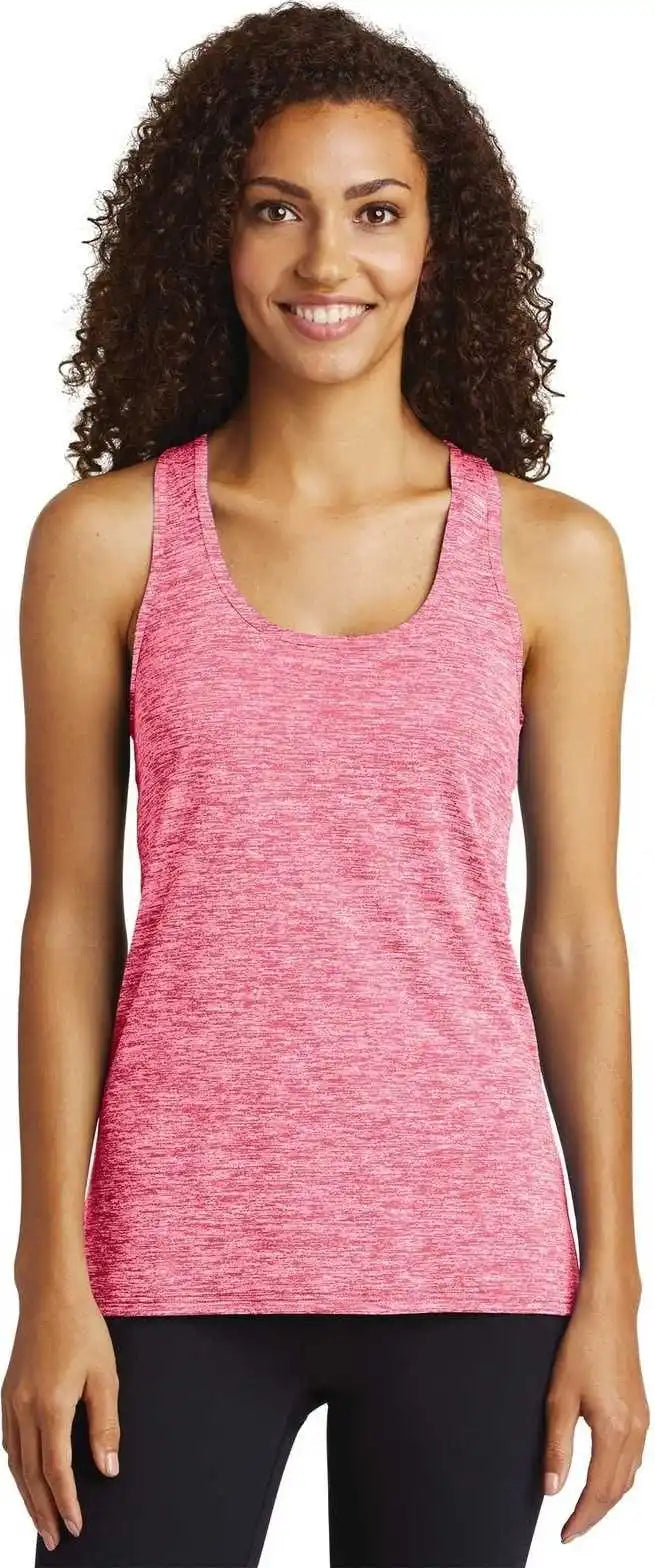 Sport-tek Lst396 Ladies Posicharge Electric Heather Racerback Tank - Power Pink