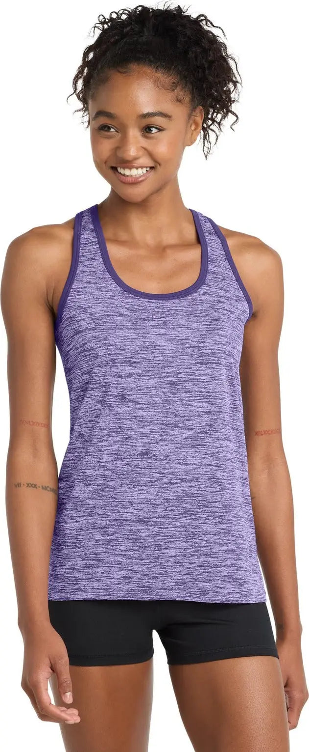 Sport-tek Lst396 Women’s Posicharge Electric Heather Racerback Tank - Purple - Electric/ / Ladies Xs