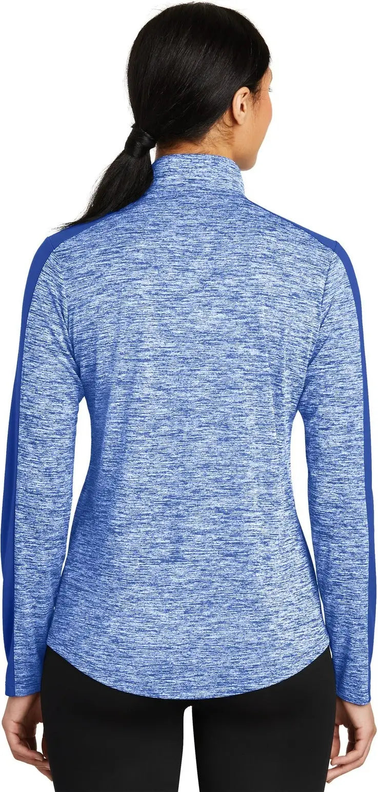 Sport-tek Lst397 Women’s Posicharge Electric Heather Colorblock 1/4-zip Pullover - True Royal