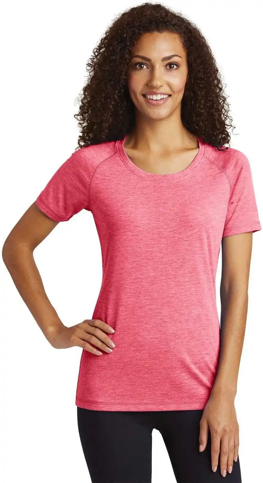 Sport-tek Lst400 Ladies Posicharge Tri-blend Wicking Scoop Neck Raglan Tee - Pink Raspberry Heather