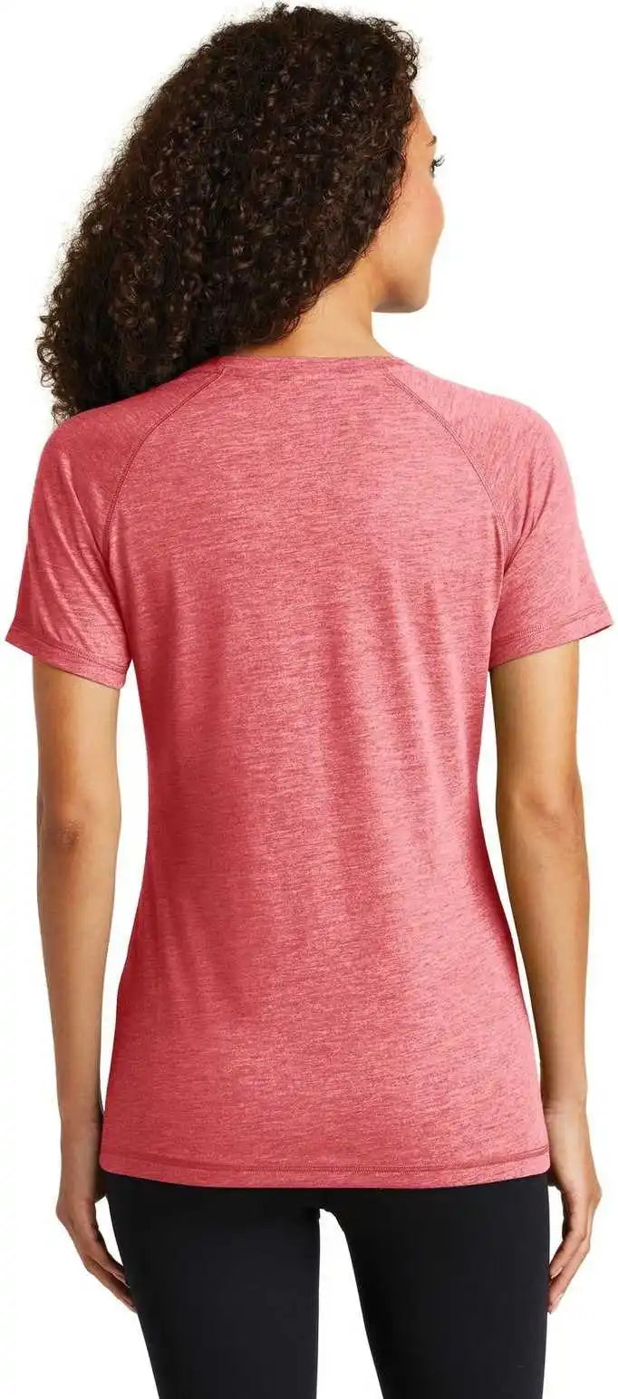Sport Tek Lst400 Ladies Posicharge Tri Blend Wicking Scoop Neck Raglan Tee True Red Heather
