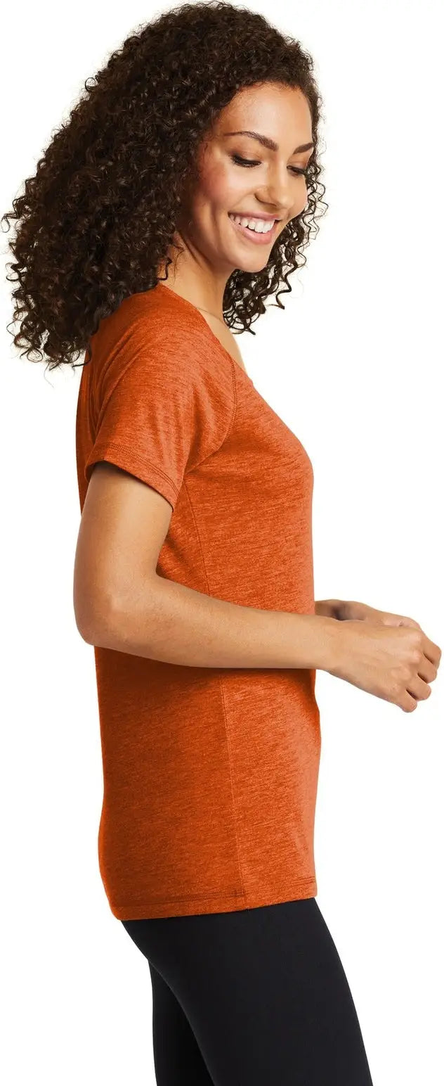 Sport-tek Lst400 Women’s Posicharge Tri-blend Wicking Scoop Neck Raglan Tee - Deep Orange Heather