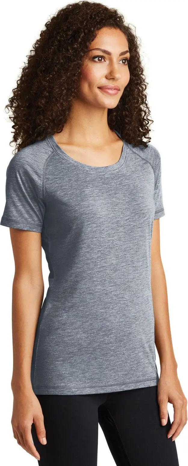 Sport-tek Lst400 Women’s Posicharge Tri-blend Wicking Scoop Neck Raglan Tee - True Navy Heather