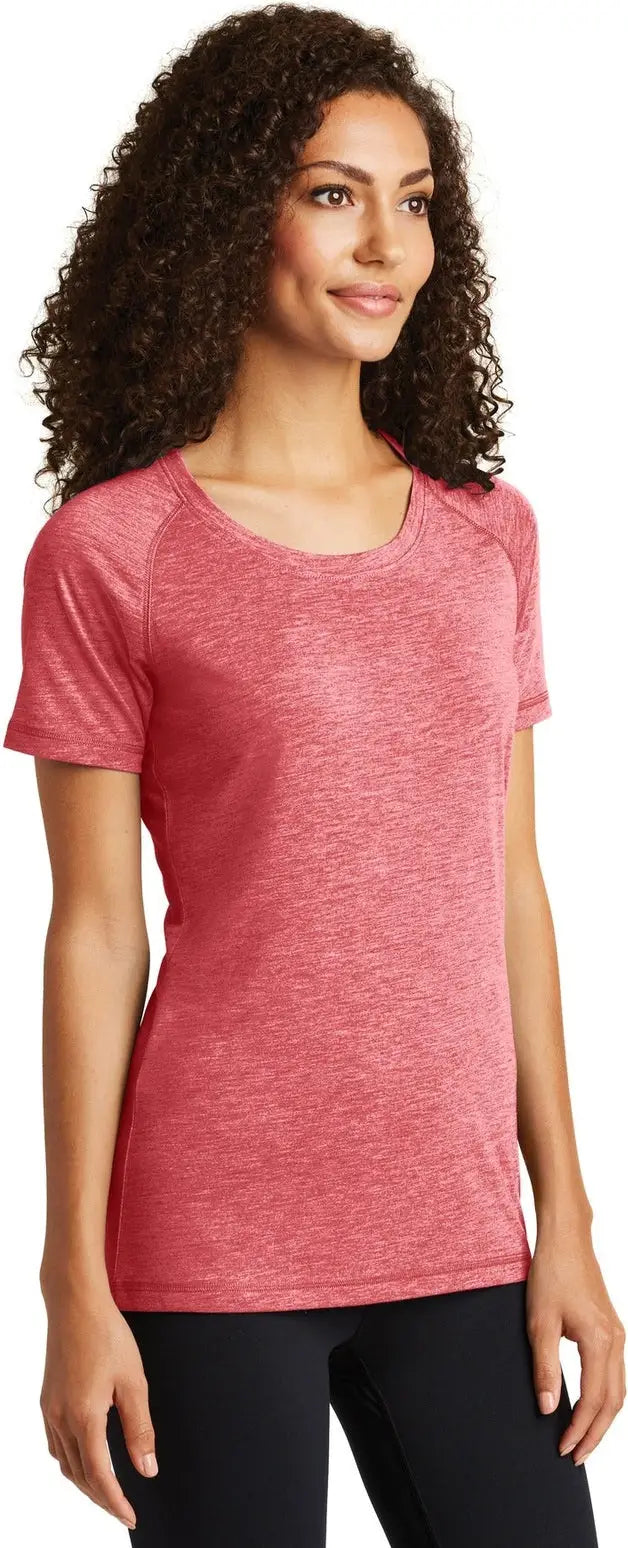 Sport-tek Lst400 Women’s Posicharge Tri-blend Wicking Scoop Neck Raglan Tee - True Red Heather