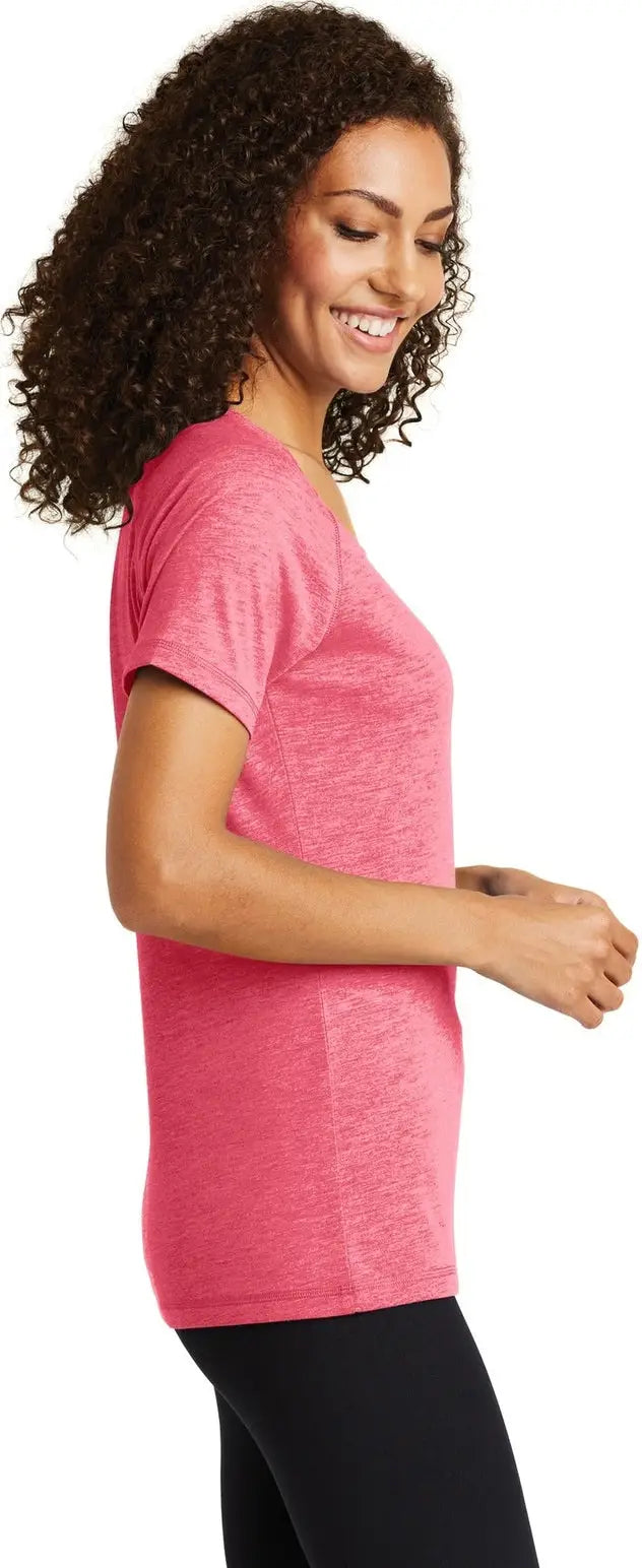 Sport-tek Lst400 Women’s Posicharge Tri-blend Wicking Scoop Neck Raglan Tee - Pink Raspberry Heather