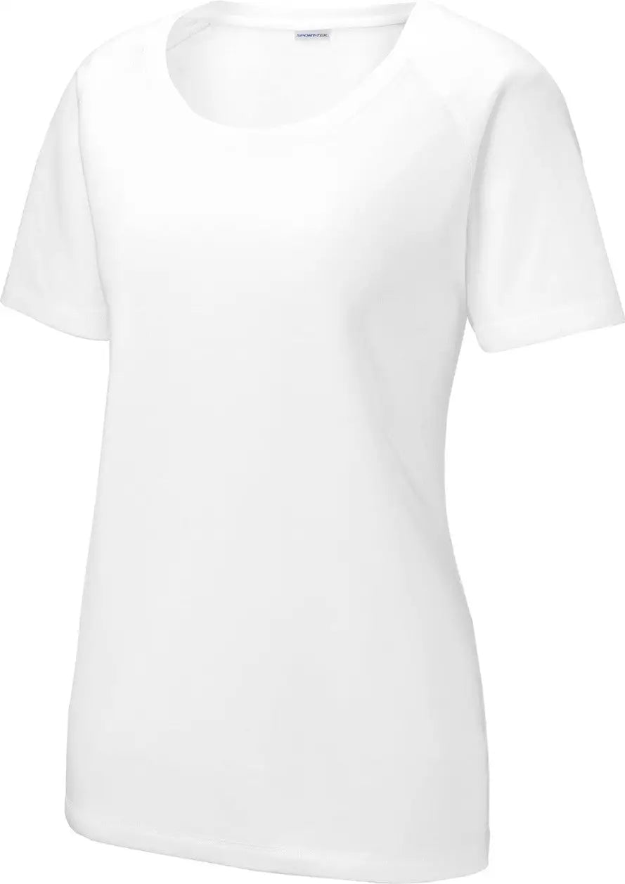 Sport-tek Lst400 Women’s Posicharge Tri-blend Wicking Scoop Neck Raglan Tee - White Triad Solid