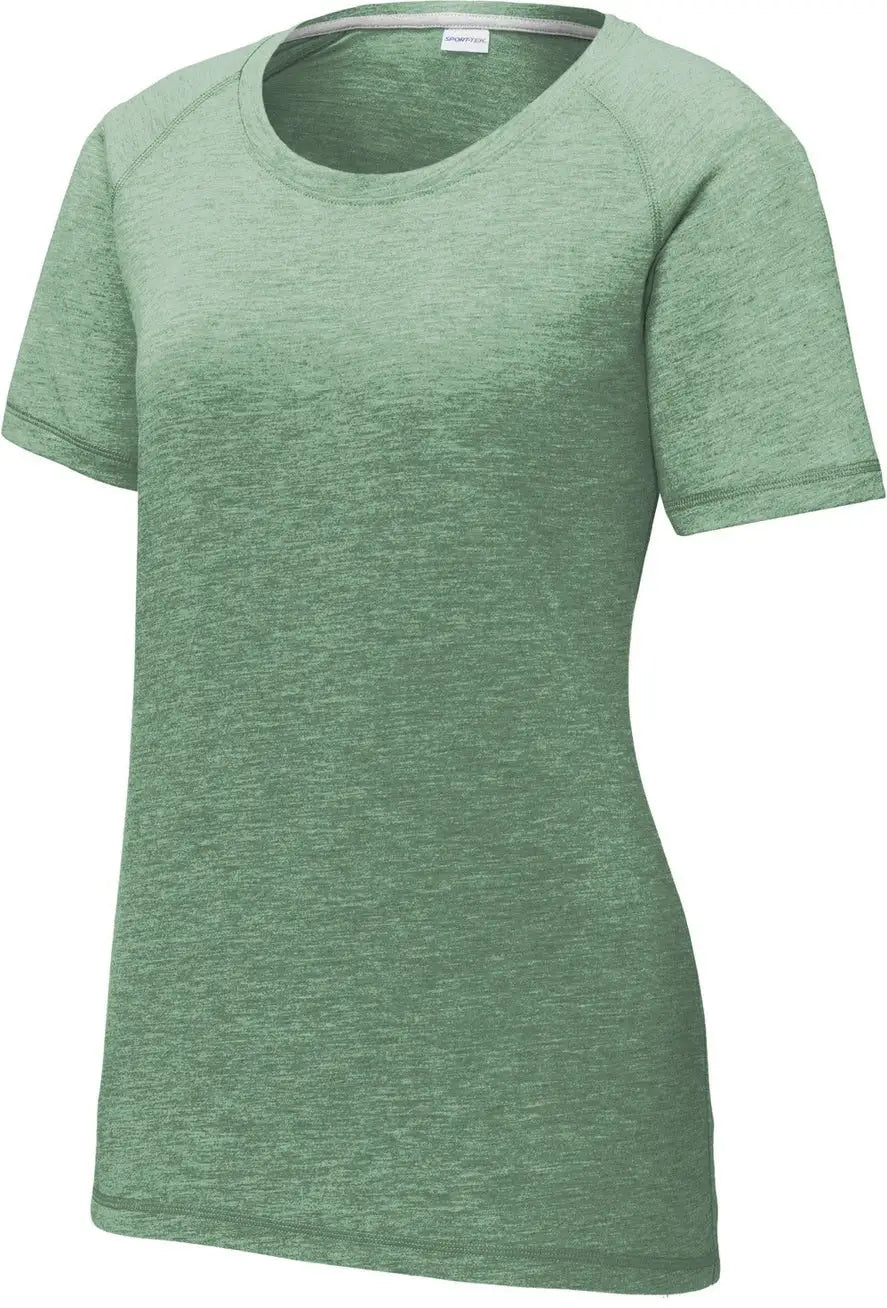 Sport-tek Lst400 Women’s Posicharge Tri-blend Wicking Scoop Neck Raglan Tee - Forest Green Heather