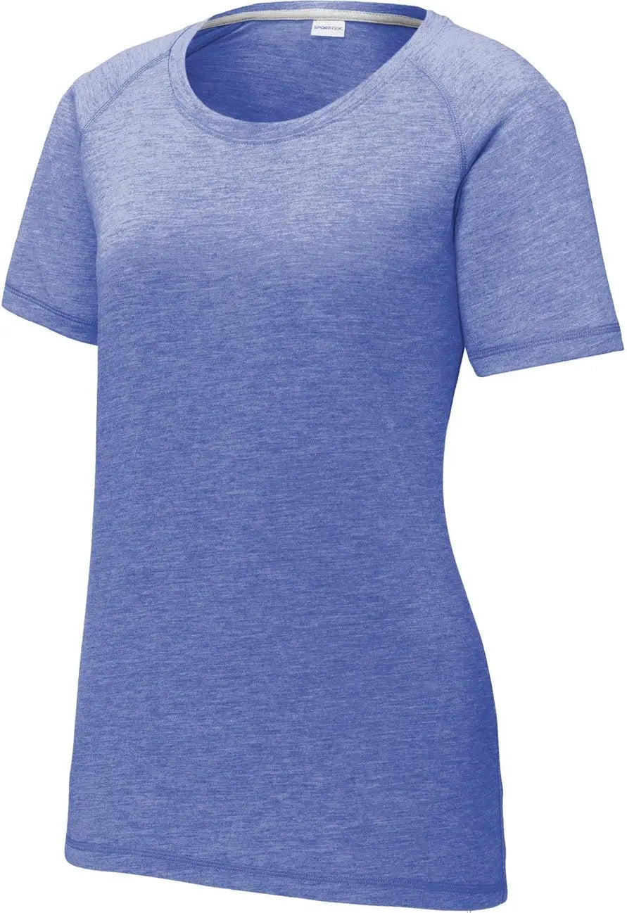 Sport-tek Lst400 Women’s Posicharge Tri-blend Wicking Scoop Neck Raglan Tee - True Royal Heather