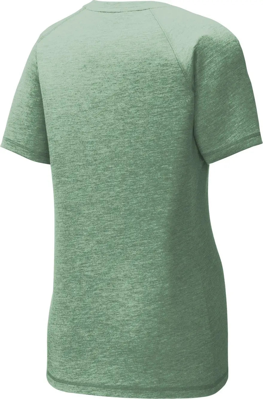 Sport-tek Lst400 Women’s Posicharge Tri-blend Wicking Scoop Neck Raglan Tee - Forest Green Heather - Ladies Xs