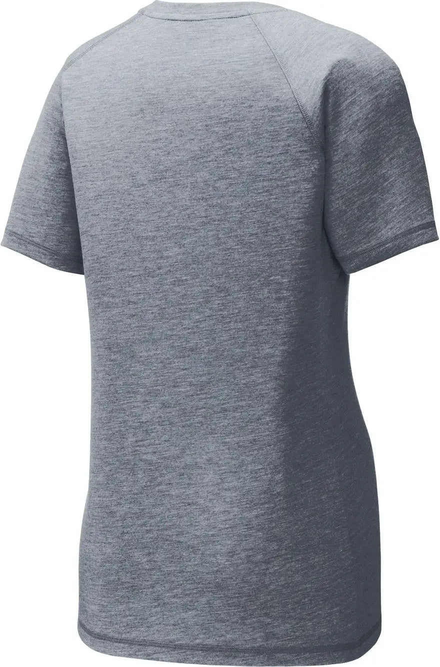 Sport-tek Lst400 Women’s Posicharge Tri-blend Wicking Scoop Neck Raglan Tee - True Navy Heather