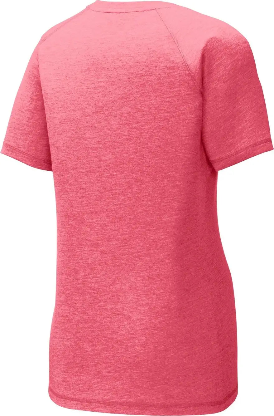Sport-tek Lst400 Women’s Posicharge Tri-blend Wicking Scoop Neck Raglan Tee - Pink Raspberry Heather