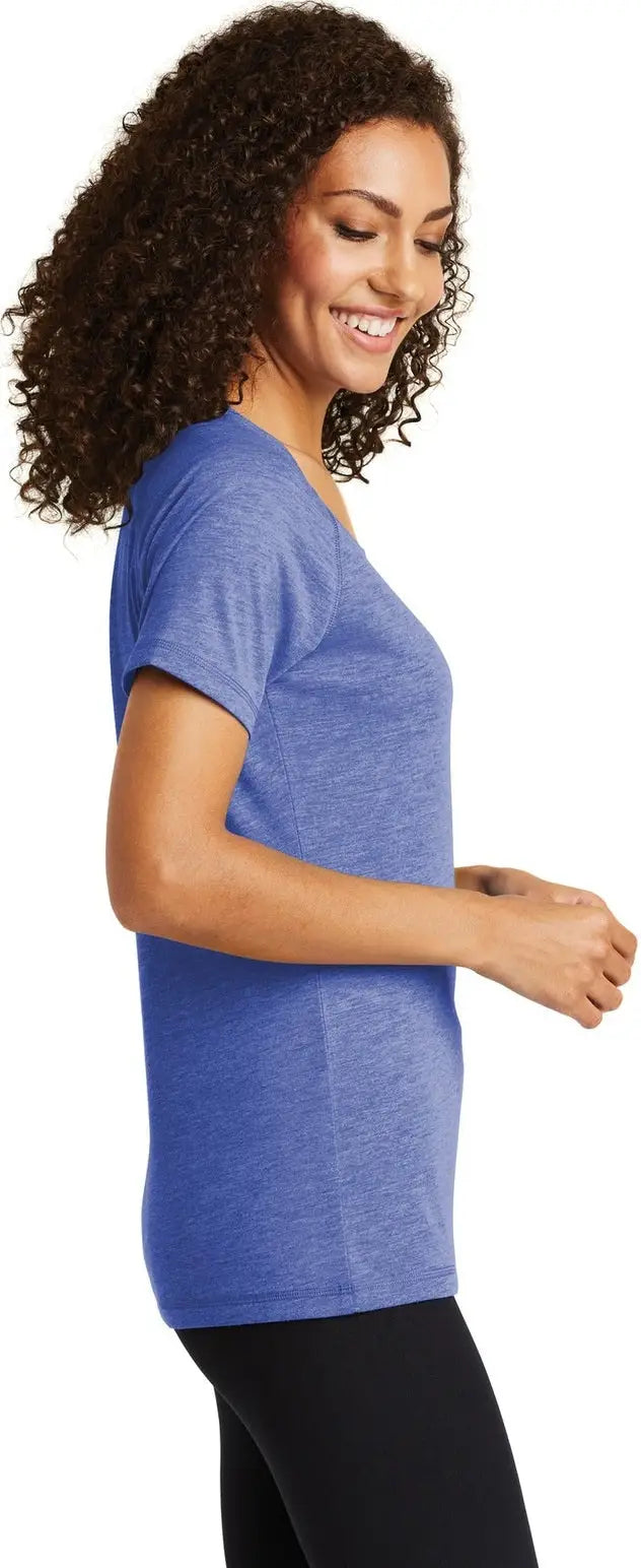 Sport-tek Lst400 Women’s Posicharge Tri-blend Wicking Scoop Neck Raglan Tee - True Royal Heather