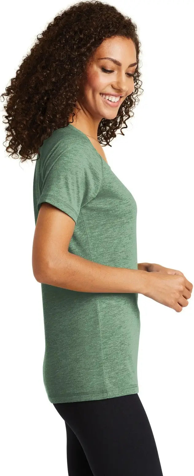 Sport-tek Lst400 Women’s Posicharge Tri-blend Wicking Scoop Neck Raglan Tee - Forest Green Heather