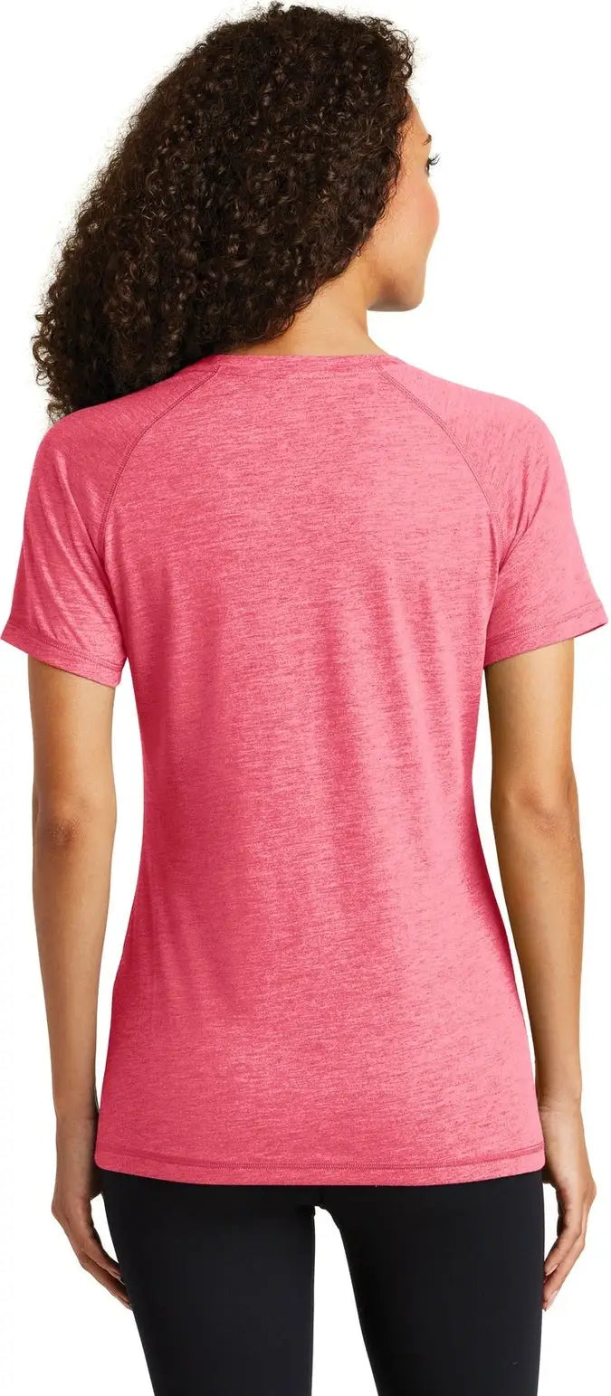 Sport-tek Lst400 Women’s Posicharge Tri-blend Wicking Scoop Neck Raglan Tee - Pink Raspberry Heather