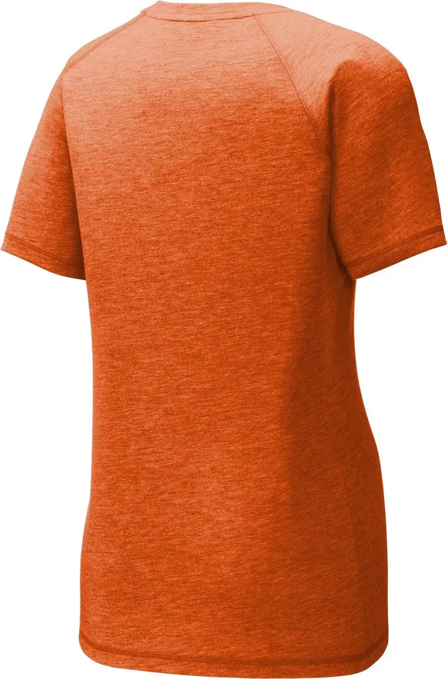 Sport-tek Lst400 Women’s Posicharge Tri-blend Wicking Scoop Neck Raglan Tee - Deep Orange Heather