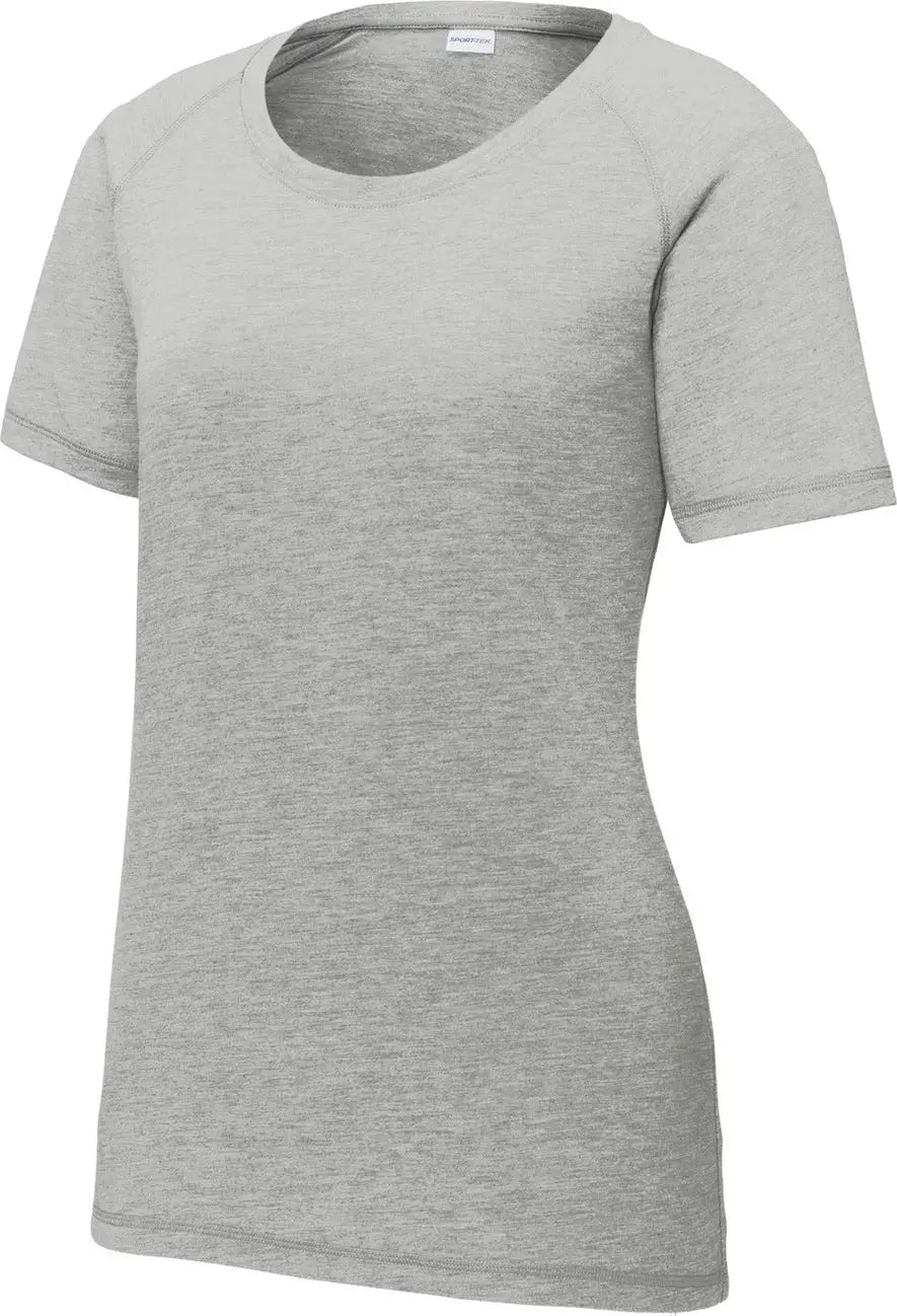 Sport-tek Lst400 Women’s Posicharge Tri-blend Wicking Scoop Neck Raglan Tee - Light Gray Heather