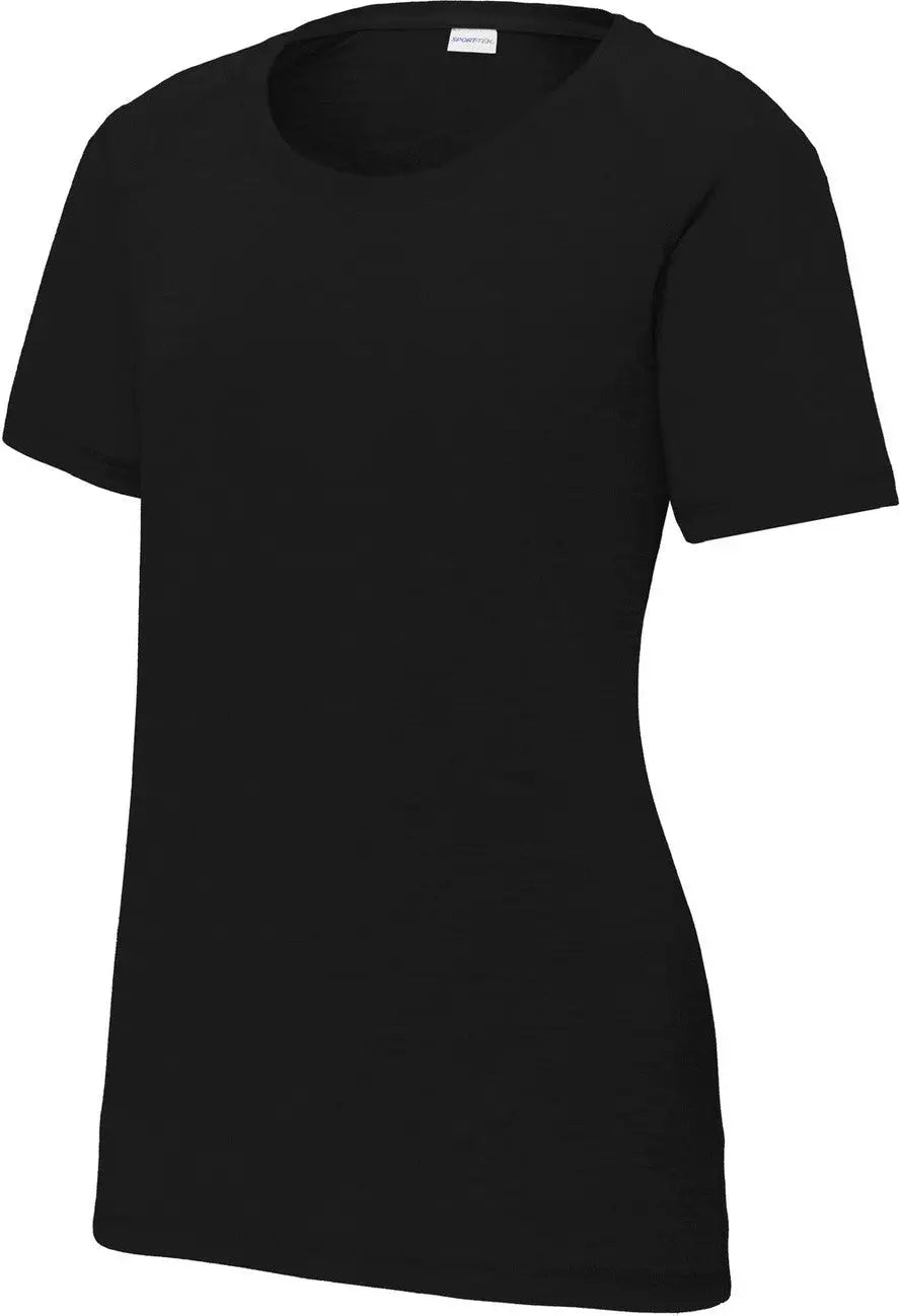 Sport-tek Lst400 Women’s Posicharge Tri-blend Wicking Scoop Neck Raglan Tee - Black Triad Solid