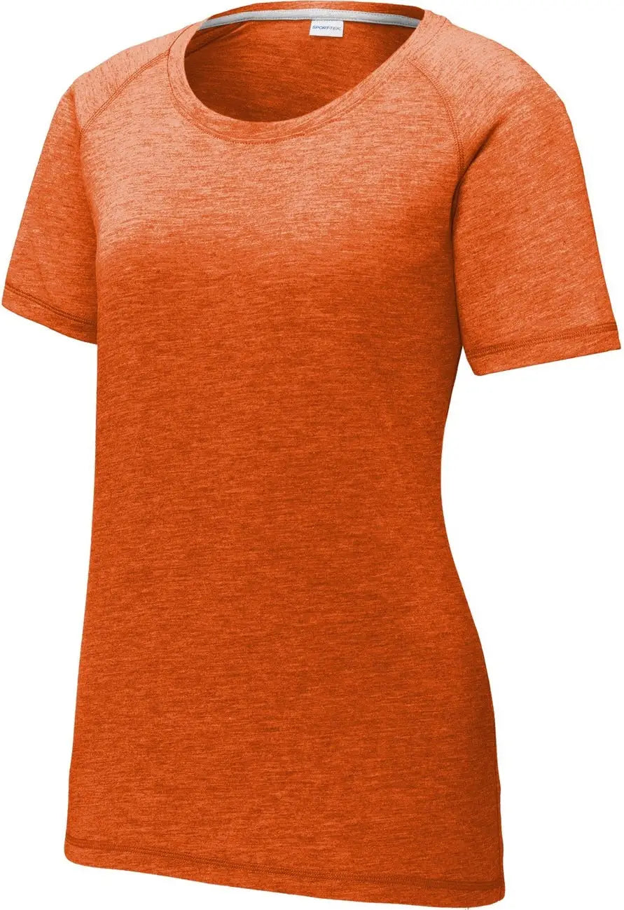 Sport-tek Lst400 Women’s Posicharge Tri-blend Wicking Scoop Neck Raglan Tee - Deep Orange Heather