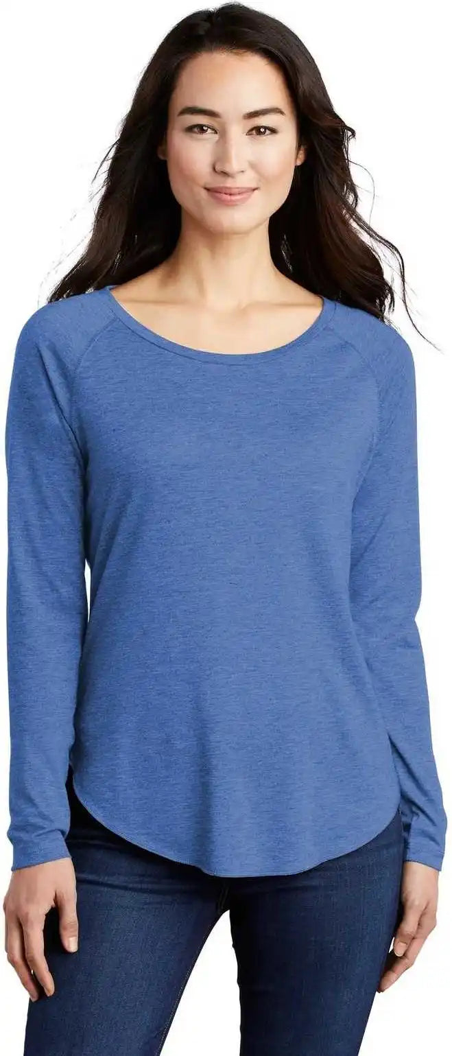 Sport-tek Lst400ls Ladies Posicharge Long Sleeve Tri-blend Wicking Scoop Neck Raglan Tee - True Royal Heather