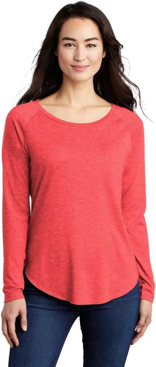 Sport-tek Lst400ls Ladies Posicharge Long Sleeve Tri-blend Wicking Scoop Neck Raglan Tee - True Red Heather