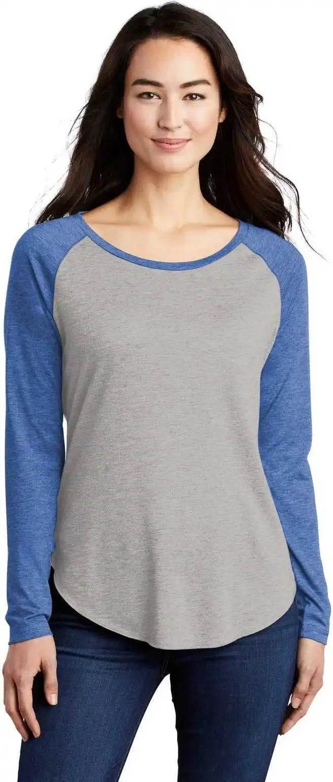 Sport-tek Lst400ls Ladies Posicharge Long Sleeve Tri-blend Wicking Scoop Neck Raglan Tee Lst400lstrue Royal Heather