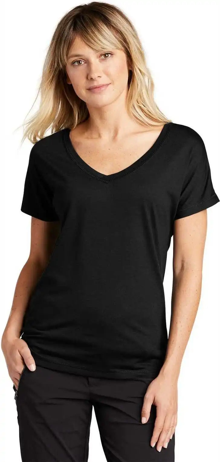 Sport-tek Lst401 Ladies Posicharge Tri-blend Wicking Dolman Tee - Black Triad Solid