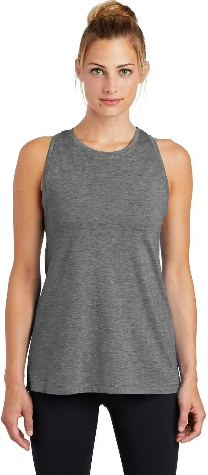 Sport Tek Lst402 Ladies Posicharge Tri Blend Wicking Tank Dark Gray Heather