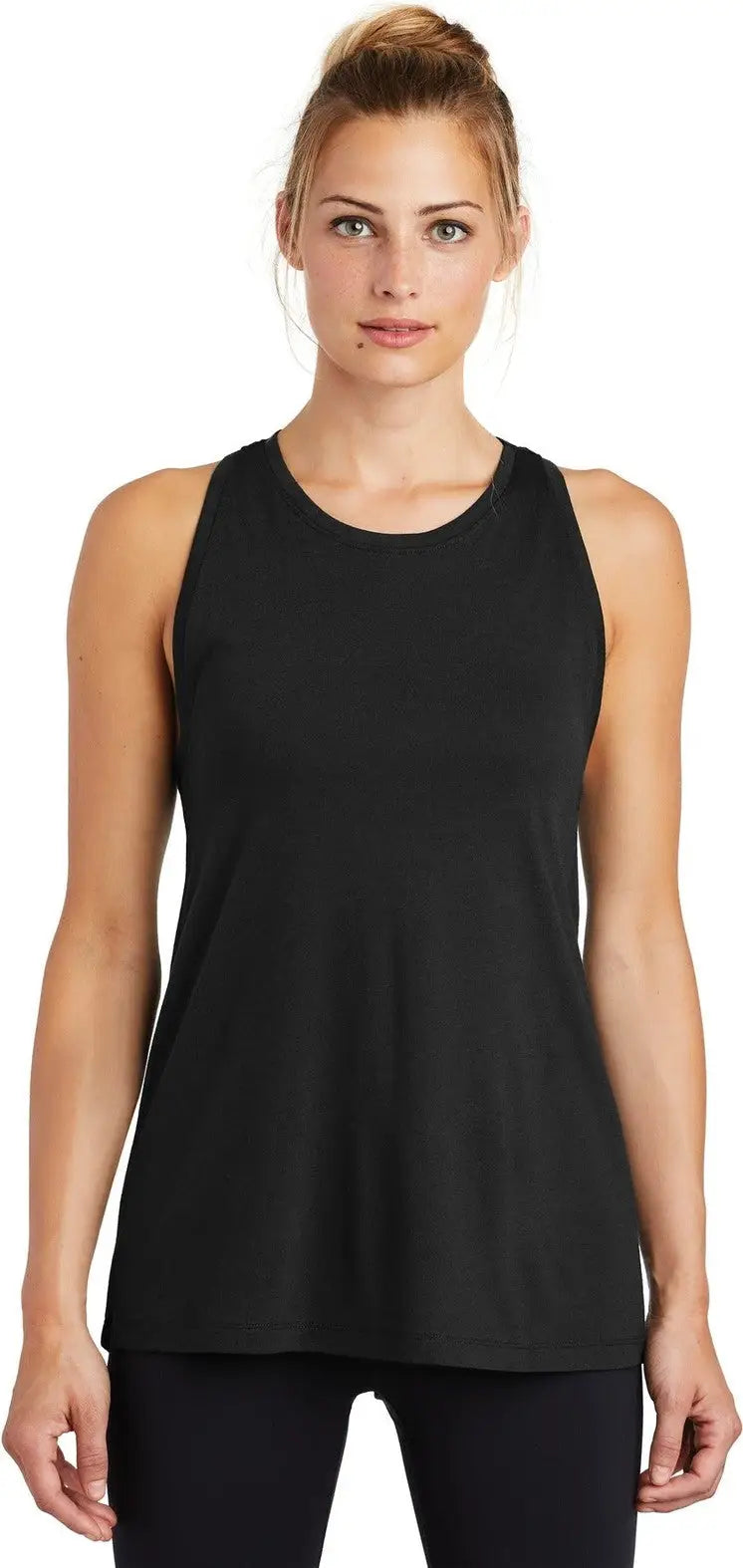 Sport-tek Lst402 Women’s Posicharge Tri-blend Wicking Tank - Black Triad Solid - Ladies Xs
