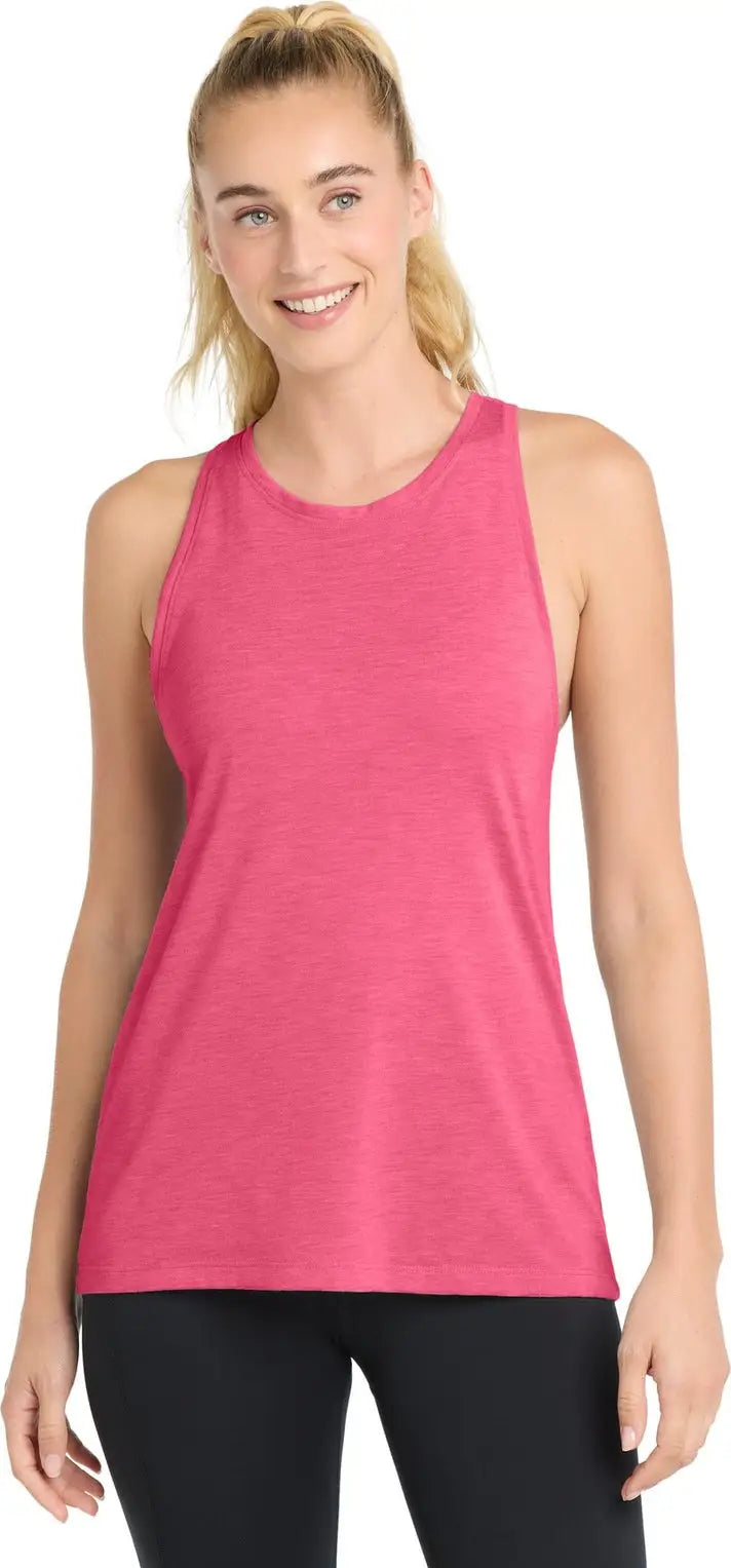 Sport-tek Lst402 Women’s Posicharge Tri-blend Wicking Tank - Pink Raspberry Heather