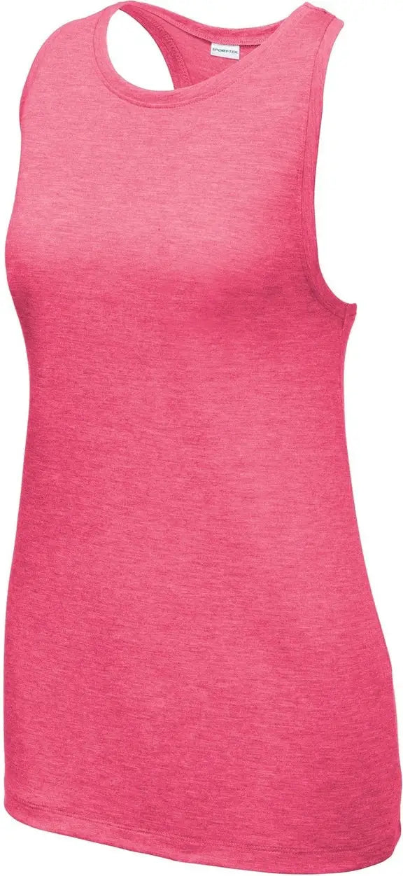Sport-tek Lst402 Women’s Posicharge Tri-blend Wicking Tank - Pink Raspberry Heather