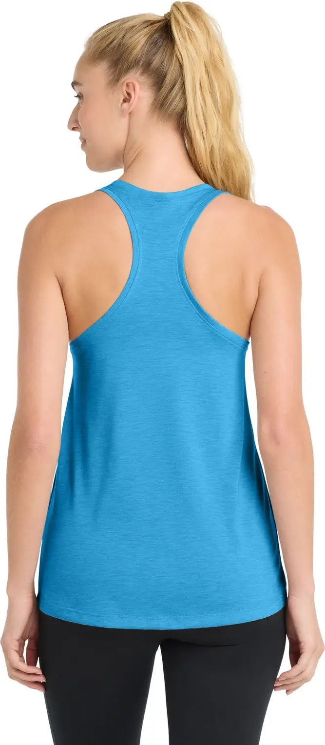 Sport-tek Lst402 Women’s Posicharge Tri-blend Wicking Tank - Pond Blue Heather