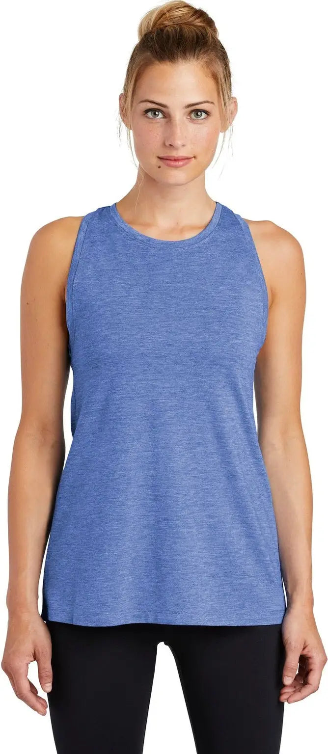 Sport-tek Lst402 Women’s Posicharge Tri-blend Wicking Tank - True Royal Heather - Ladies Xs