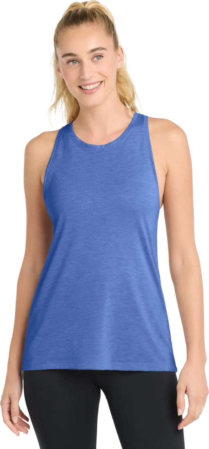 Sport-tek Lst402 Women’s Posicharge Tri-blend Wicking Tank - True Royal Heather