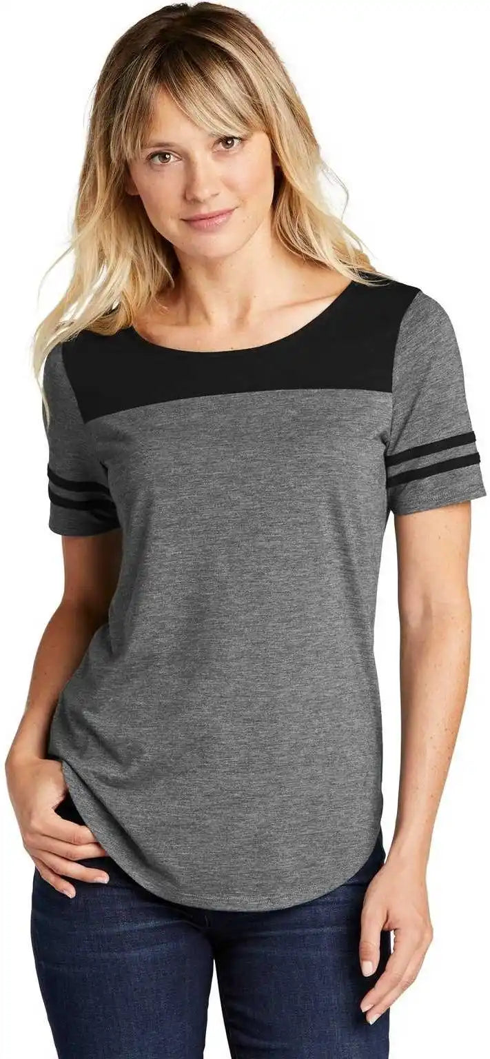 Sport-tek Lst403 Ladies Posicharge Tri-blend Wicking Fan Tee - Black Triad Solid Dark Gray Heather