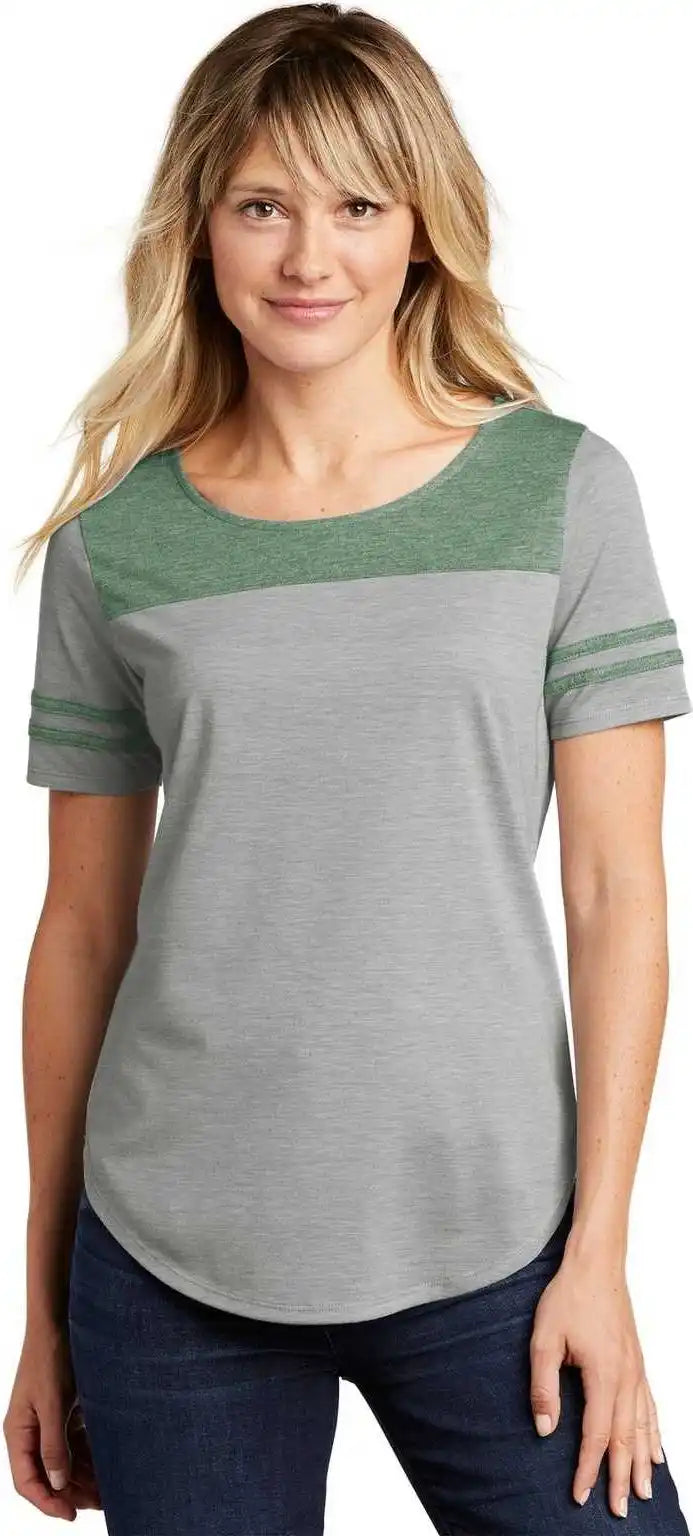 Sport-tek Lst403 Ladies Posicharge Tri-blend Wicking Fan Tee - Forest Green Heather Light Gray