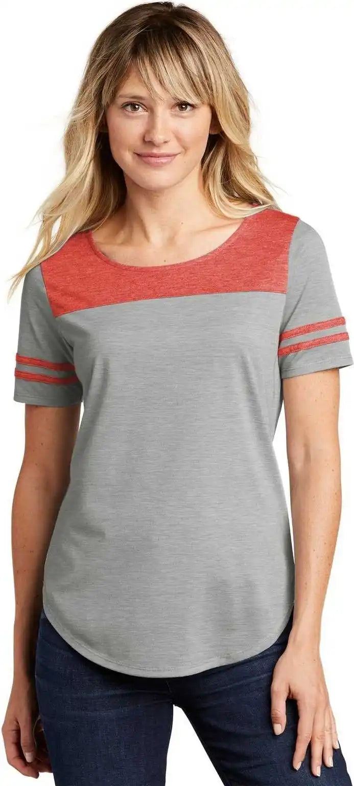 Sport-tek Lst403 Ladies Posicharge Tri-blend Wicking Fan Tee - True Red Heather Light Gray
