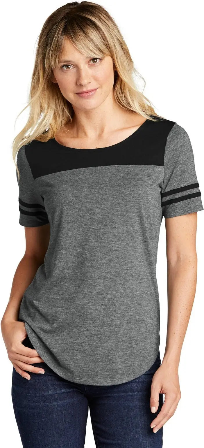 Sport-tek Lst403 Women’s Posicharge Tri-blend Wicking Fan Tee - Black Triad Solid Dark Gray Heather - Solid/ / Ladies Xs