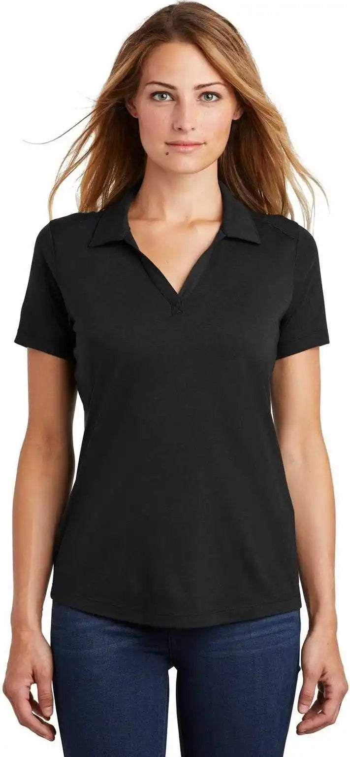 Sport Tek Lst405 Ladies Posicharge Tri Blend Wicking Polo Black Triad Solid