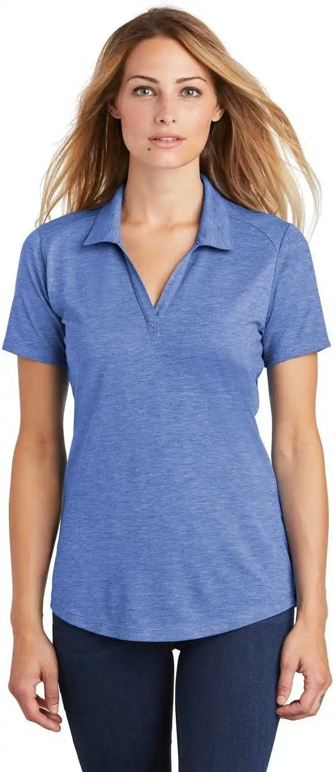 Sport Tek Lst405 Ladies Posicharge Tri Blend Wicking Polo True Royal Heather